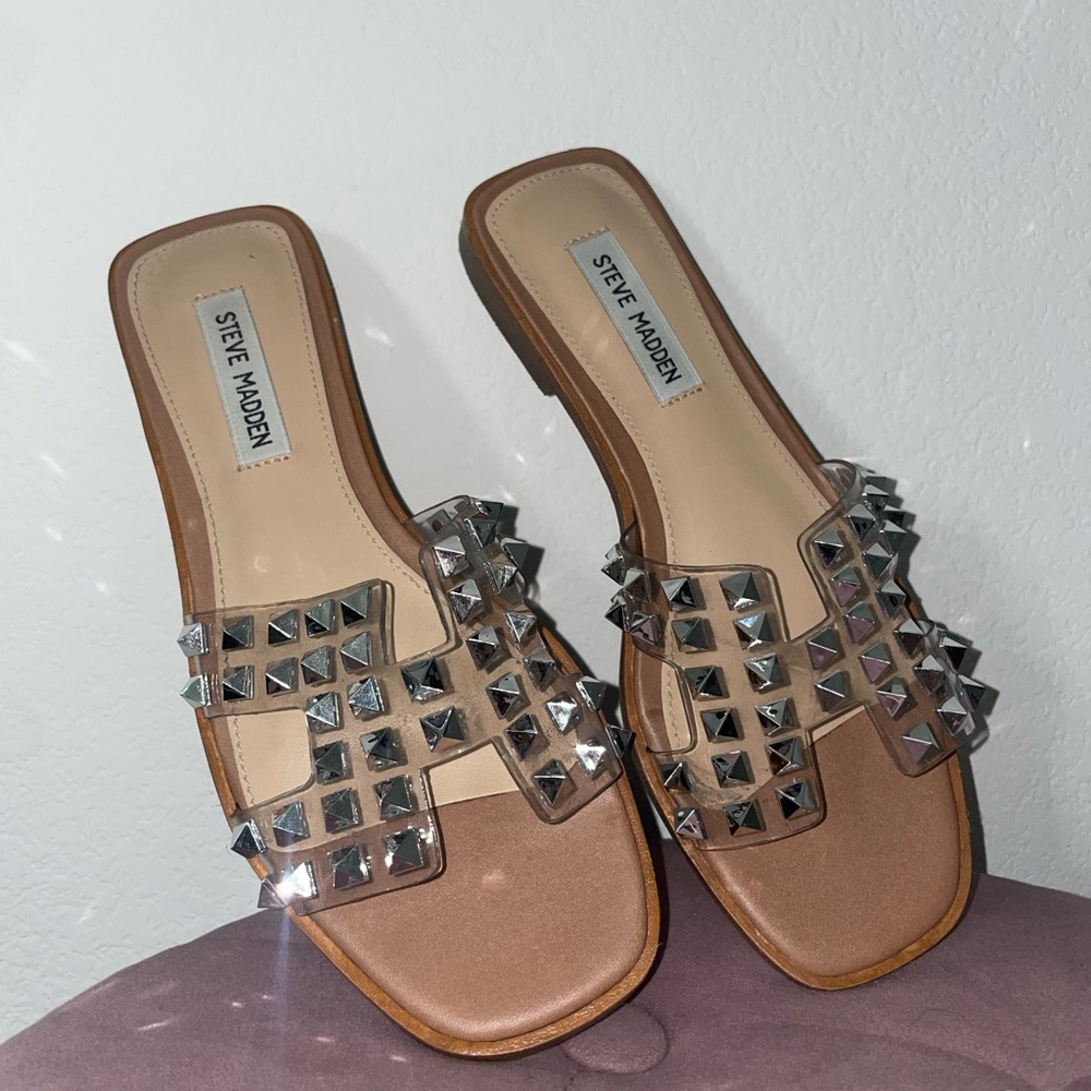 Steve Madden Hawthorn Slide Sandal - Silver - Spike - size 6
